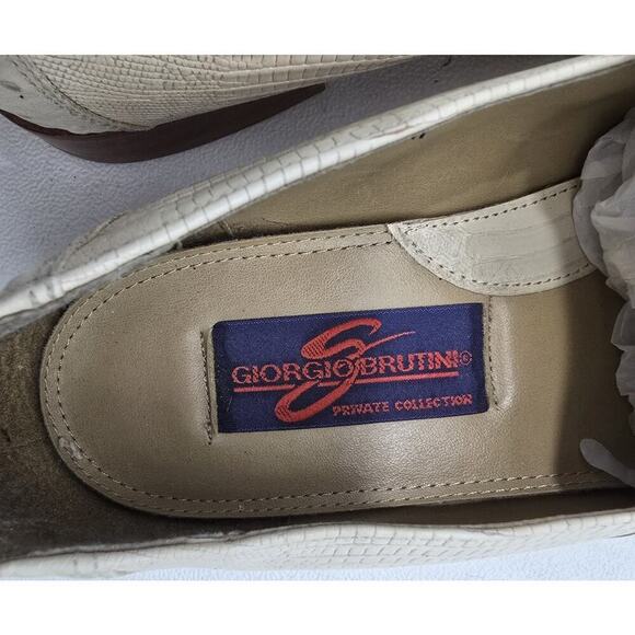 Giorgio Brutini Private Collection Cream Snakeskin/Ostrich Loafers Mens Sz 9.5 M - Picture 6 of 9